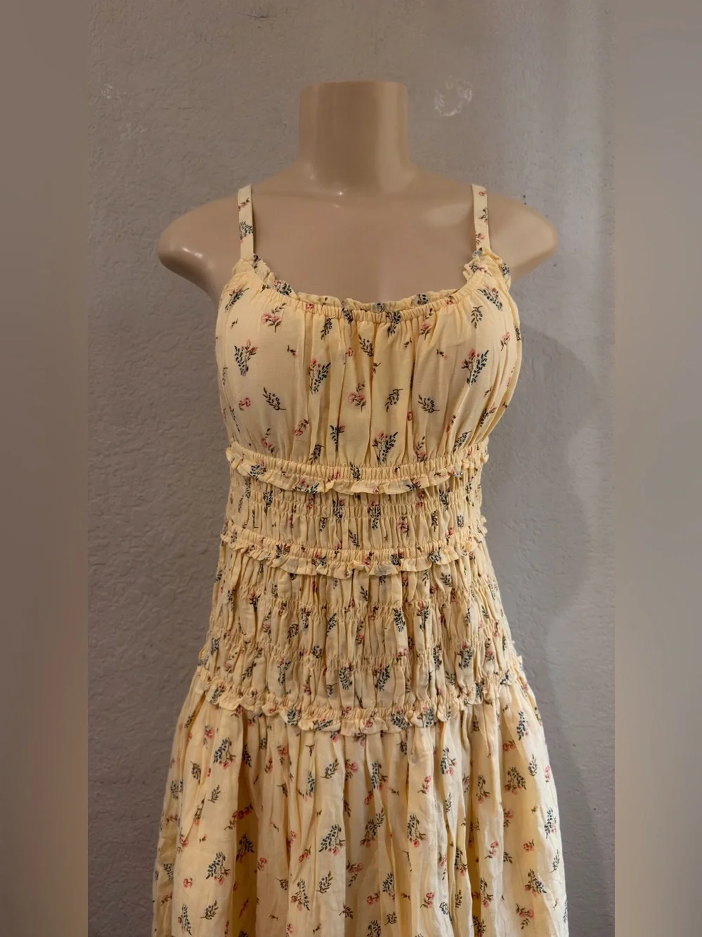 Abercrombie & Fitch Bra-Free Smocked Drop-Waist Maxi size Small 100% cotton NWT